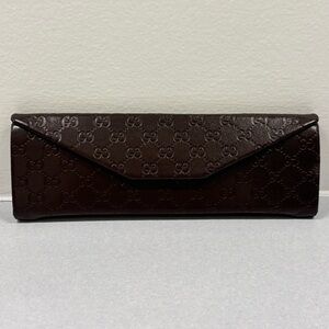 GUCCI trifold hard shell eyeglass case brown monogrammed luxury glasses case